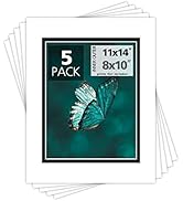 Mat Board Center, Pack of 5, 11x14 for 8x10 White Over Black Double Photo Picture Mats - Acid Fre...