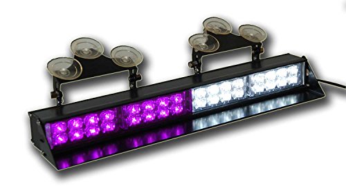 Purple and White Light Bar Visor Strobe Funeral Quad 2 LED Lightbar 1 Watt