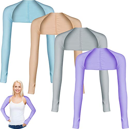 Blulu Sun Protection Cooling Arm Sleeves for Men and Women, Purple, Gray, Wheat, Blue, Pair of 4