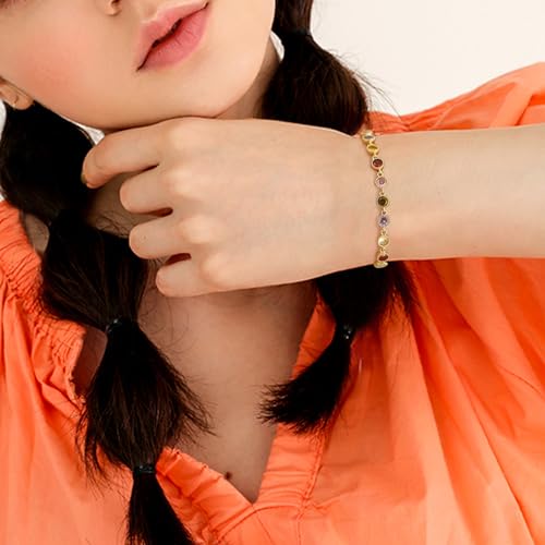 14K Real Gold Plated Colorful Bracelets for Women Dainty Trendy Cute Cubic Zirconia Bracelet2