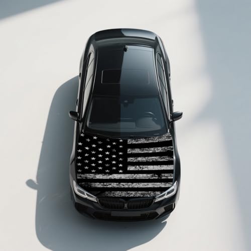 Image of Car Hood Flag Cover - 59x51 in Car Hood Cover Eagle Flag with 2 Adjustable Fasteners, Patriotic American Flag Bonnet Banner Universal Fit for Trucks, SUV, Patriotic America Flag Cars Decor