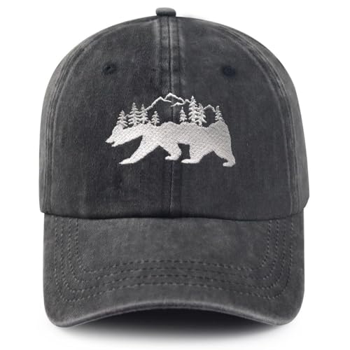 DEKIFNHG Bear Baseball Cap Funny Adjustable Cotton Embroidered Forest Dad Hat for Men Women