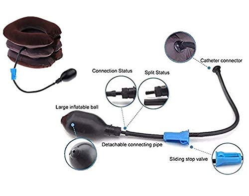 Image of Inflatable Cervical Neck Traction Air Inflatable Pillow Neck Head Stretcher Pain Relief Collar (for Adults, Brown)