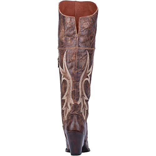 Dan Post Boots Womens Jilted Embroidery Snip Toe Dress Boots Knee High High Heel 3" & Up - Brown - Image 3