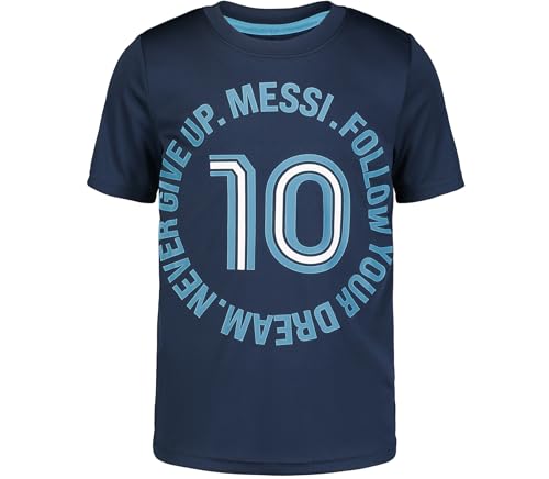 Image of Messi Boys' Lifestyle Short Sleeve Top, Loose-Fit Shirt with Logo, Comfortable, All-Day Wear