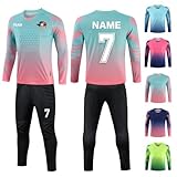Custom Goalie Jersey Soccer for Adult/Kids Goalkeeper Jersey Personalized Long Sleeve Soccer Jersey with Name Team Logo Pink
