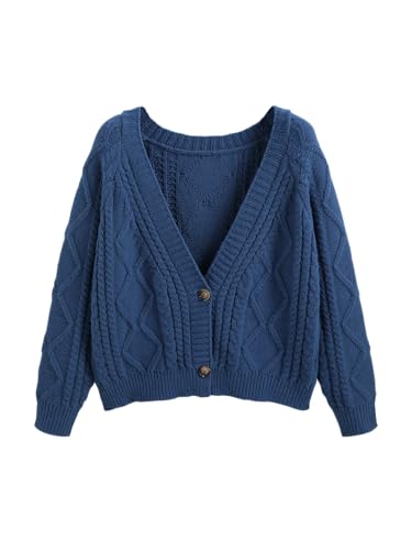 Image of CIDER Women's Plus Size Cropped V-Neck Cardigan Long Sleeve Sweater
