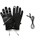 3-Level USB Windproof Heat Heating Rechargeable Gloves Women Men Electric Touchscreen Heating Winter Outdoor Sports Gloves for Cold Weather Camping Fishing Cycling Commuting Work(Black1,Large)