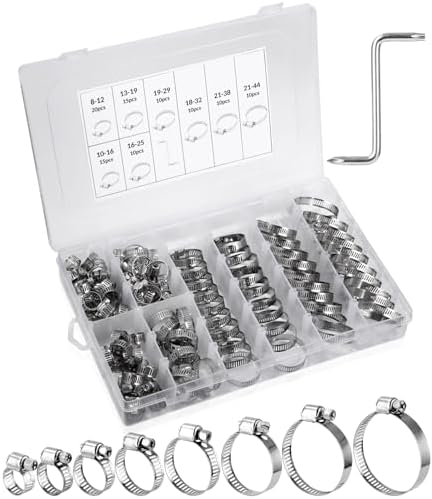 20Pcs Colliers De Serrage Réglables 10-44Mm, Colliers De Serrage En Acier Inoxydable Avec