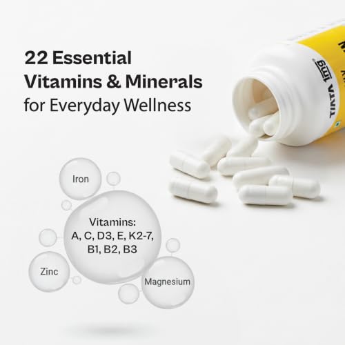 Image of Tata 1mg Daily Multivitamin with 13 Vitamins, 9 Minerals, Probiotics & Botanicals | Energy & Immunity Support | 60 Capsules