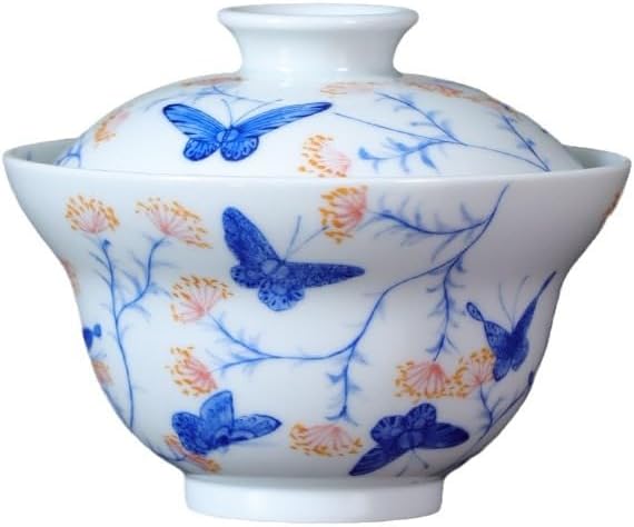 Tea Cup Hand-Painted Blue and White Porcelain Dream Bending Waist Covered Bowl Ceramic Personal Dedicated Brewing Kung Fu Set Soaking Container