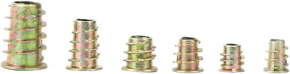 165Pcs carbon steel Threaded Inserts Nuts M4/M5/M6/M8 Fixing Wood Furniture Screw Inserts Bolt Fastener Screw Inserts Assortment - (Color: yellow (may vary))