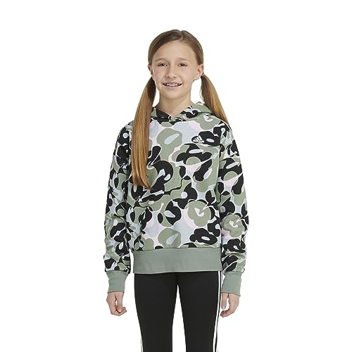 adidas Girls' Gradient Fleece Pullover Hoodie, Silver Green Camo, Small3