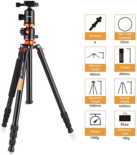 Ficha técnica Trípode Liviano de Aluminio para Fotografía 360 Rótula Compatible para Cámara Digital SLR Canon Nikon Grabación de Video - Fernando Cortés
