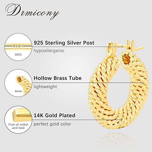 3 Pair Chunky Gold Hoop Earrings For Women,Small Gold Hoop Earrings,14K Gold Hoop Earrings,Gold Huggie Earrings,Gold Plated Hoop Earrings #TOP1