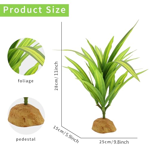 Image of 2 pcs Reptile Silk Plants - Premium Aquarium & Terrarium Decor,Artificial Plants for Fish Tanks, Geckos, Bearded Dragons, Snakes, Turtles, and Lizards Habitats - Durable, Non-Toxic, Easy Maintenance