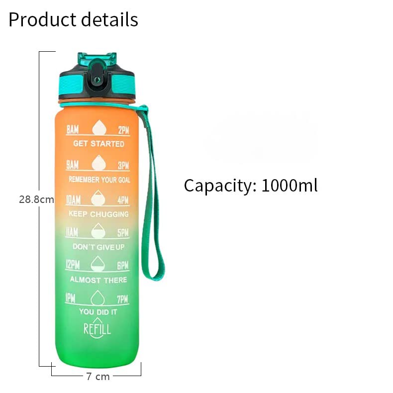 Image of CASPIAN / / / Water Bottles Sipper Bottle For Adults, Kids,Unbreakable Motivational Water Bottle Time Mark Sipper With Straw & Time For Gym Office School Home Water Bottle for Kids - Tiranga