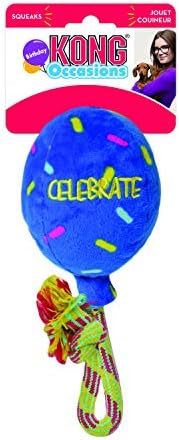 KONG Occasions Birthday Balloon Dog Toy Blue, Large