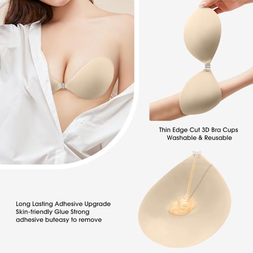 2025 Completely Upgraded Adhesive Bra Invisible Silicone Sticky Bra Push Up Reusable for Women Backless2