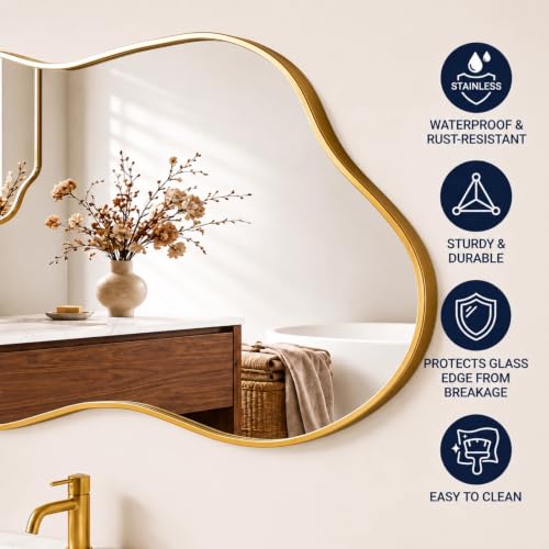 Clevich Spiegel Asymmetrisch 66x116cm Rahmen Alu, HD Glas Wandspiegel – Ansicht 5