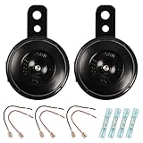 JORMIX 2 Pcs Disc Horn High Low Universal Motorcycle Electric Horns 12V 105 dB fit for most Passenger Cars, Vehicles, ATVs, Scooter, Dirt/Pocket Bikes & Tricycle, 63 mm
