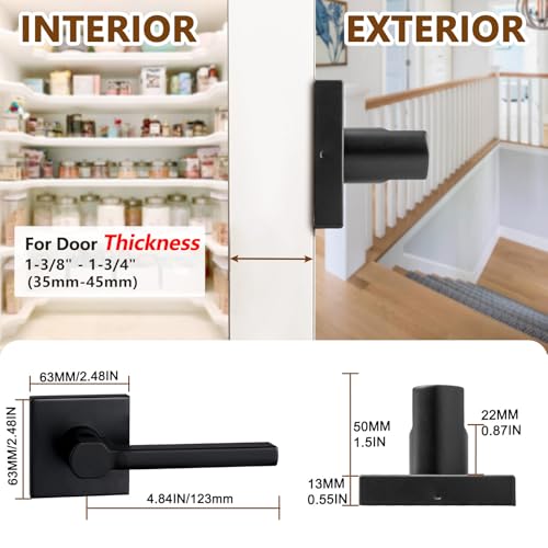 Image of NEWBANG Single Sided Dummy Door Handle for Closet or Pantry, Non-Turning Matte Black Reversible Interior Push /Pull Lever, HD1601-DB-Dummy-15P