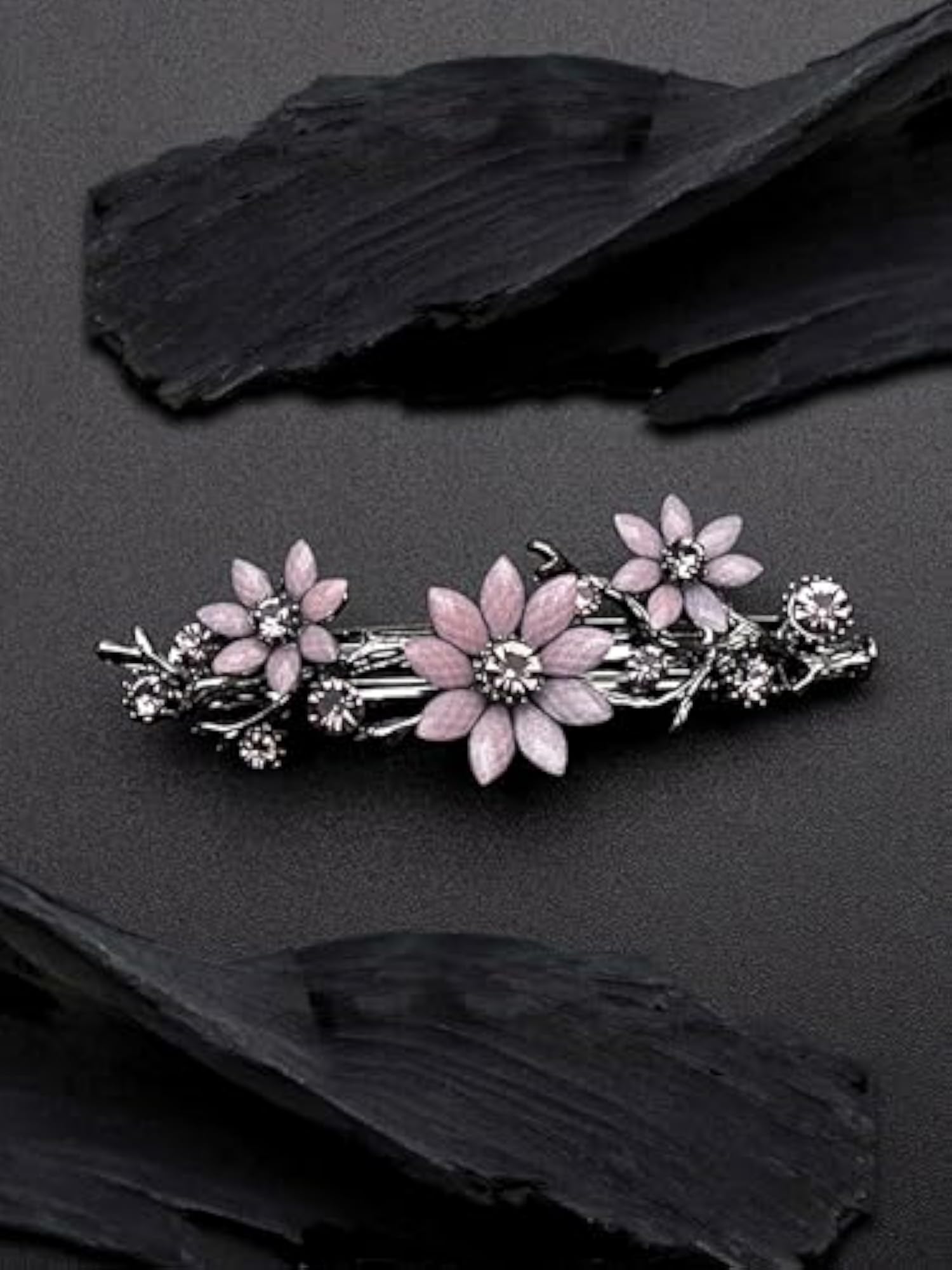 Floral Crystal French Hair Clips, Elegant Accessories