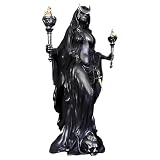 Tressify Estatua de Hécate, escultura griega de la bruja de la noche, figura de resina de sabuesos de magia de 6.3 pulgadas, portador de luz con gorro de media luna, elegante decoración temática de