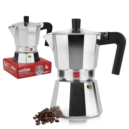 MAGEFESA Catual - Cafetera Italiana de 9 Tazas, de Aluminio Resistente y Ligero, Compatible con Todo Tipo de Cocinas, Incluida Inducción MAGEFESA Catual - Cafetera Italiana de 9 Tazas, de Aluminio Resistente y Ligero, Compatible con Todo Tipo de Cocinas, Incluida Inducción