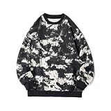 Ying Men Sweatshirt Men Classic Trend Sweatshirt Men Daily Wear All-Match Long Sleeve Sweatshirt Men Basic Fashion Casual Pullover A-Black XL