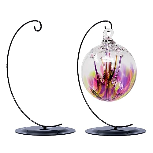 HOHIYA 2 Pcs 9.5 Inch Ornament Display Stand Holder Heavy Duty Base for Glass Terrarium Air Plant Halloween Christmas Twist Wire Black Taiwan Made