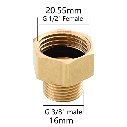 Tecmolog Brass Hose Connector 1/2” Female to 3/8” Male Adapter Fitting for Kitchen Mixer Tap Tails 2 Pack, SBA025A-2 - Image 2