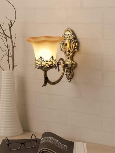 Image of Antique Bronze Wall Light for Home Vintage Metal & Glass Decorative Wall Lamp with Wall Sconce for (Bulb not Included) Pack of 1