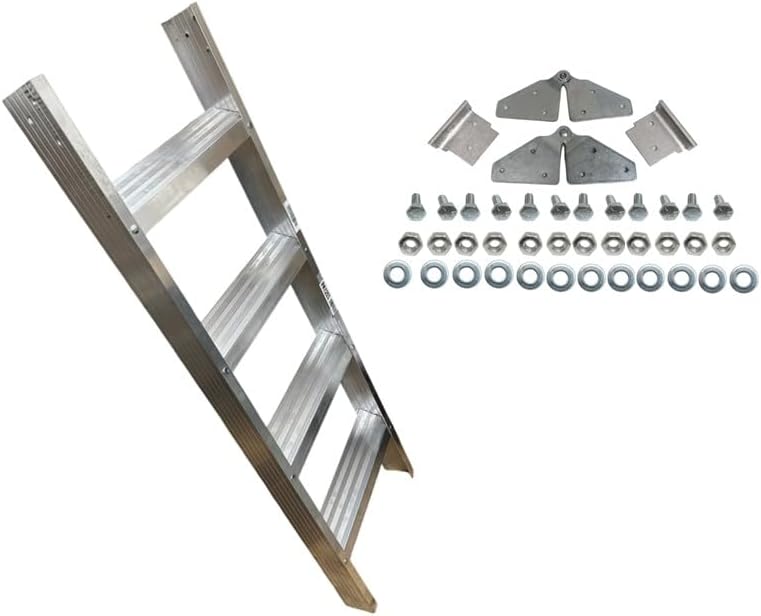 Louisville AL258P Sección inferior de repuesto – Escalera de ático Everest de aluminio, kit de 4 escalones con bisagras, placas de riel y herrajes (modelo PK1253)