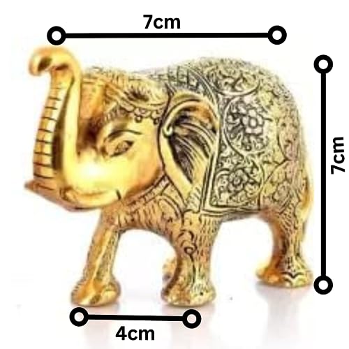Image of Smizzy Metal Elephant Statue Small Size Gold Polish 2 pcs Set for Your Home Decor | Office | Table Decorative | Gift Article | Animal Showpiece Figurines Decoration (15X9X4 CM, 450 Gm), Golden