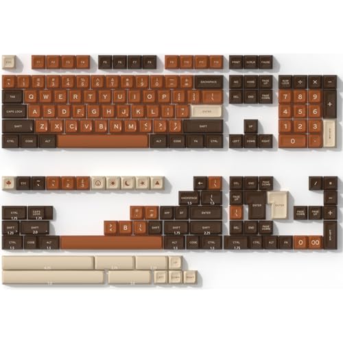 Image of Fogruaden PBT Keycaps Set, SA Profile Custom Keycap for Mechanical Keyboard Keycaps(SA Coffee)