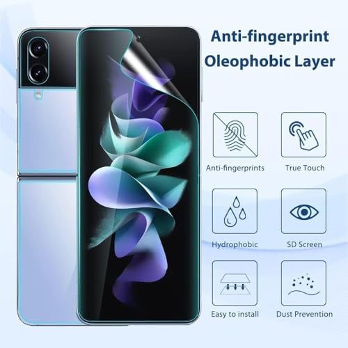 Image of EZ-GLAZ Silicone Screen Protector Set for Samsung Galaxy Z Flip 4 5G | Full Protection Kit (Inner Display + Back Panel + Hinge) | HD Clear Flexible Film | Bubble-Free Installation | Scratch Resistant (Pack of 4)