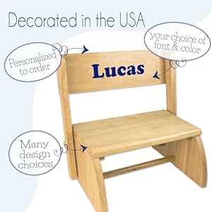 Personalizedtrainwoodstepstoolbenchseat Urban Country Home Decor Personalized train wood step stool bench seat urban country home decor