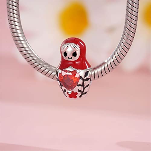 Image of GNOCE Embraces Heart Gemstone Bead Charms 925 Sterling Silver Rabbit Horse Triceratops Snake Monkey Cat Platypus Sloth Bear Pig Yak Ghost Matryoshka Doll Jewelry Gift for Women