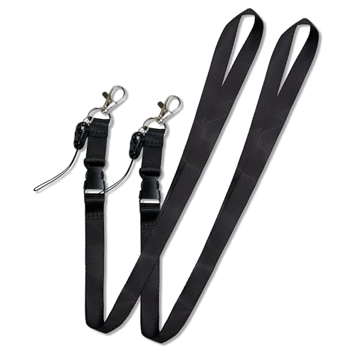 YXIING 2 Pcs Black Lanyard for Neck Lanyards Quick Release Lanyard Trap Black Key Lanyards Uk for Cell Mobile Phone