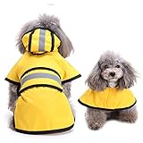 Zunea Manteau imperméable avec capuche léger réglable réfléchissant Poncho Slicker Puppy Hoodie Veste de pluie pour chiens de petite taille moyenne et grande taille Jaune XS