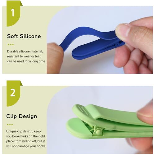 Image of SMUK 6pcs Silicone Automatic Bookmark, Unique Bookmark Page Keeper for Reading Lovers Women Men Kids Teachers, Book Page Holder Markers Clip Book Marks Reading Accessories Gifts