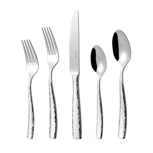 Luciella Ponza Flatware Set for 12, 65-Piece Stainless Steel Silverware