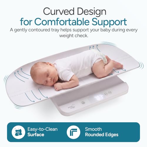 Image of Smart Weigh App Digital Baby Scale for Infants, Toddlers, Kids and Adults, 330 lb / 150 kg Capacity, 0.1 lb Accuracy, Weight Tracking App, Removable Tray, White