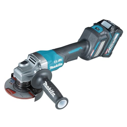 Makita GA028GD202 40V Max XGT Brushless 115mm Angle Grinder Complete with 2 x 2.5 Ah Batteries, Fast Charger and Interchangeable Adapter Set Supplied in a Makpac Case