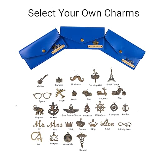 Image of AICA Personalised Name & Charm Leather Womens Wallet (RoyalBlue)