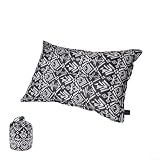 Accarugty Cuscino gonfiabile automatico, da viaggio, portatile, da campeggio, per riposarsi al collo, ideale per escursioni, per esterni, leggero, colore: bianco e nero