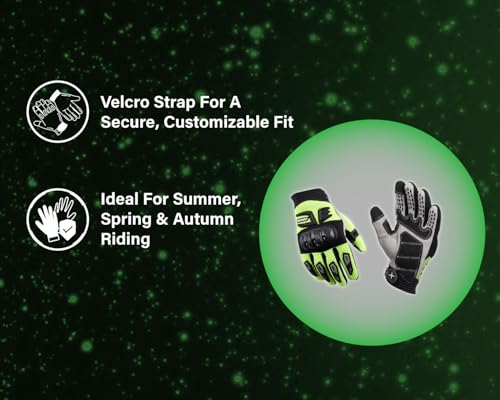 Image of Axor Airstream Riding Gloves Providing Enhanced Grip and Impact Protection with Touchscreen Functionality and an Adjustable Fit-Black Neon Green-L