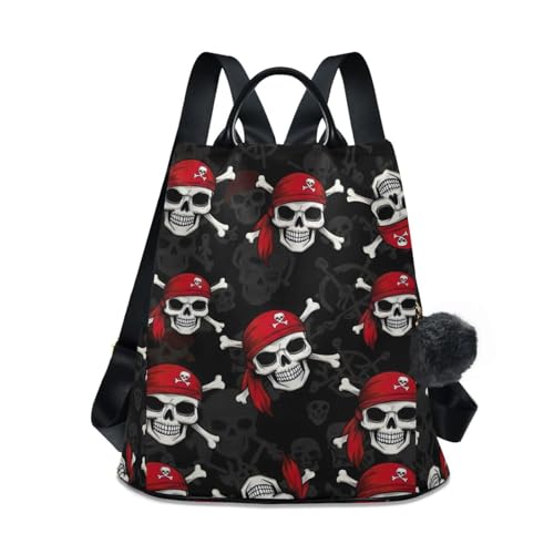 Sac à dos noir crânes de pirates pour femme idéal voyage et ville