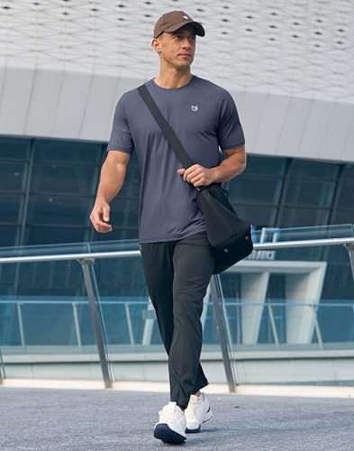 G Gradual Men's Athletic Workout T-Shirts Moisture Wicking Cooling Running Shirts Short Sleeve Performance Tee for Gym Tennis(Dusty Blue,L) - 2